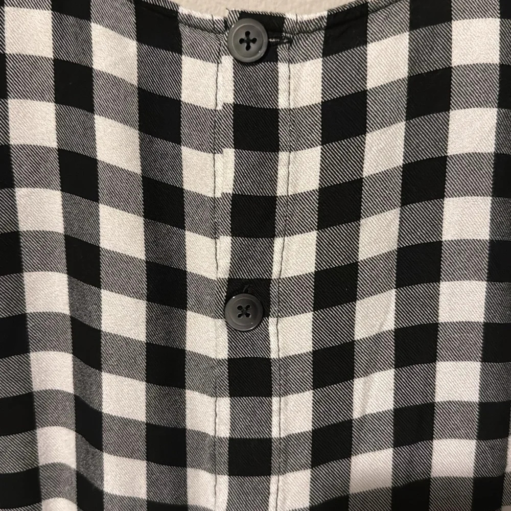 Madewell checkered front tie short sleeve blouse button up back size small EUC - Picture 7 of 8